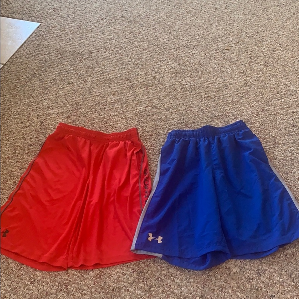 2 pair of boys medium Under Armour shorts.